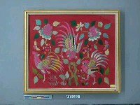 藏品(紅地花間雞群圖)的圖片